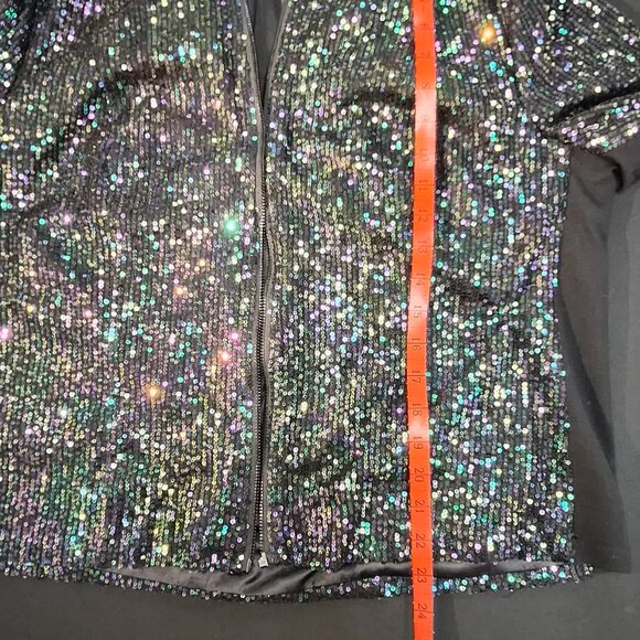 Torrid all-over sequins long-sleeve zip-up jacket in black EUC size 1 or 1X - Picture 11 of 11
